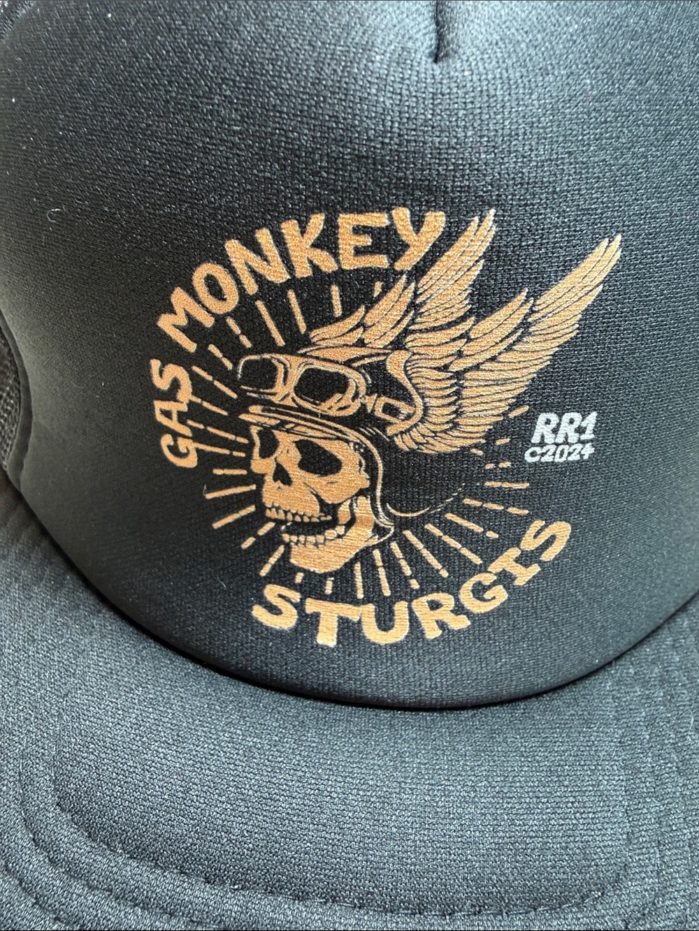 OTTO Black Trucker Back Snap Hat Gas Monkey Sturgis